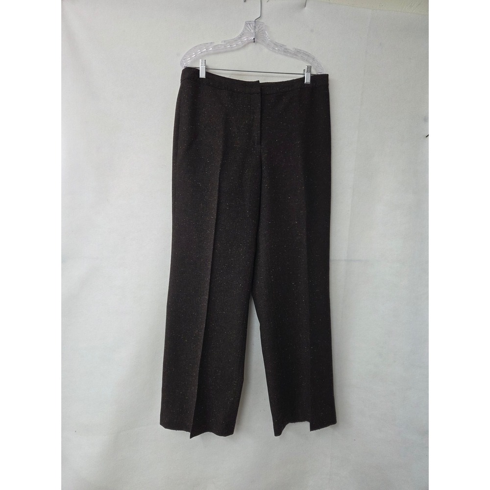 Sag Harbor Dress Pants Womens 12 Brown Wool Blend Confetti Fleck Straight Leg